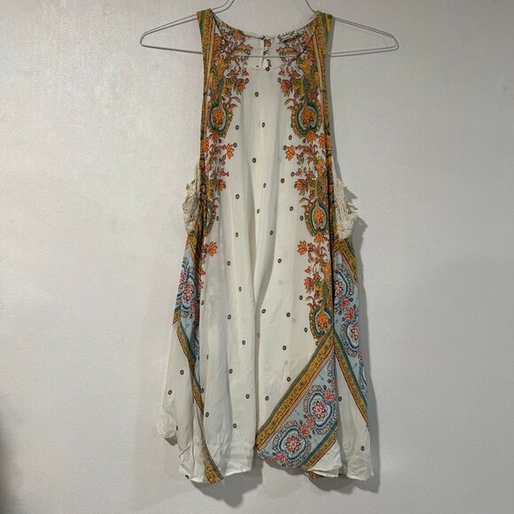 Free People Intimately Boho Floral Paisley Swing Tank Top SZ S Cream Multicolor - Picture 2 of 5